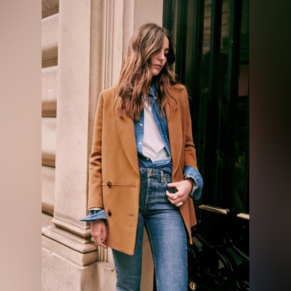 NWT Sezane James Wool Coat in Camel Size 6